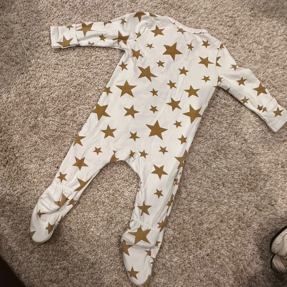 Designer- Angel Dear White and Gold Star Kids Footie
